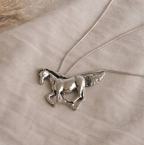 Silver Horse Lariat Necklace | Adjustable Western Equestrian Y Necklace 🐎 - Picture 4 of 7